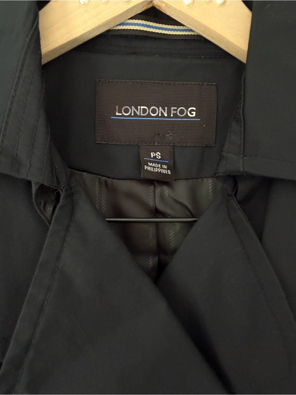 NWT London Fog Black Double-Breasted Trench Coat - Picture 5 of 7
